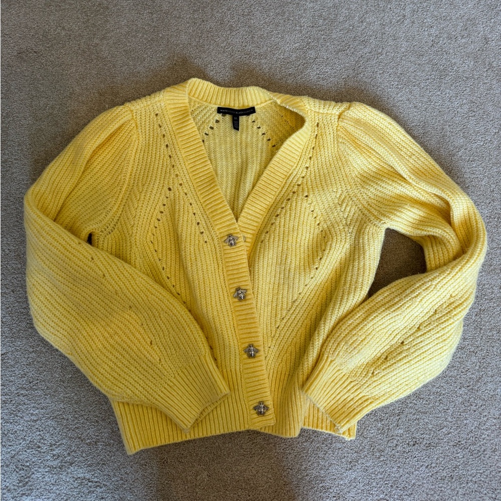 White House Black Market Yellow Bee Cardigan